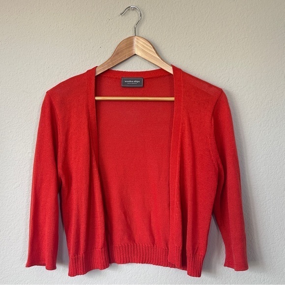 Wooden Ships Sweaters - Wooden Ships by Paola Buendía Open Knit Cardigan Size M/L | Orange Red